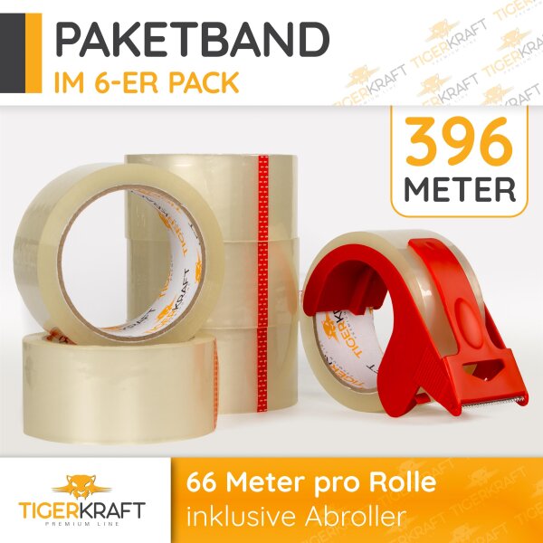 Tiger Kraft Paketband - Transparent - 66m