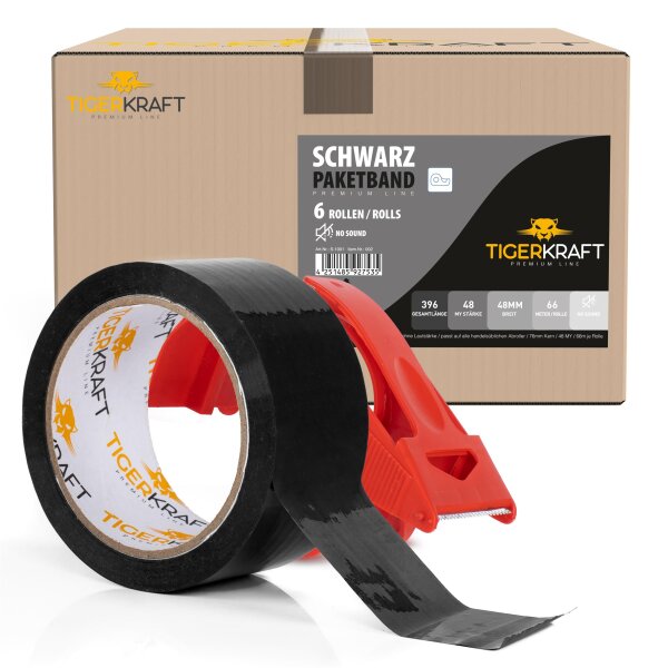 Tiger Kraft Paketband - Schwarz- 66m